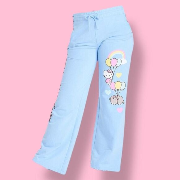 Womens Sanrio Hello Kitty x Pusheen Pants Light Blue Small - Picture 1 of 8